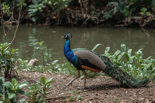 Exotic fowl strolling throu...