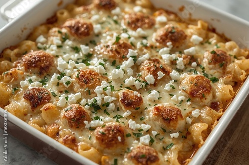 Baked pasta featuring tomat...