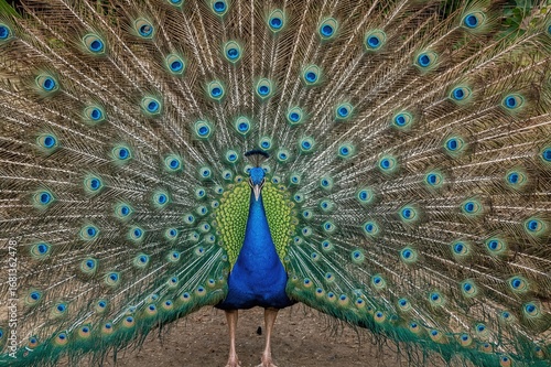 Peafowl displaying its fann...