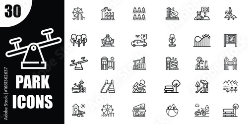 Diverse Collection of Park and Recreation Icons for Design Projects