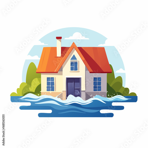 Flood Damage To Residential Property Illustration