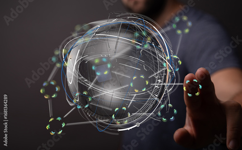Abstract digital sphere, ne...