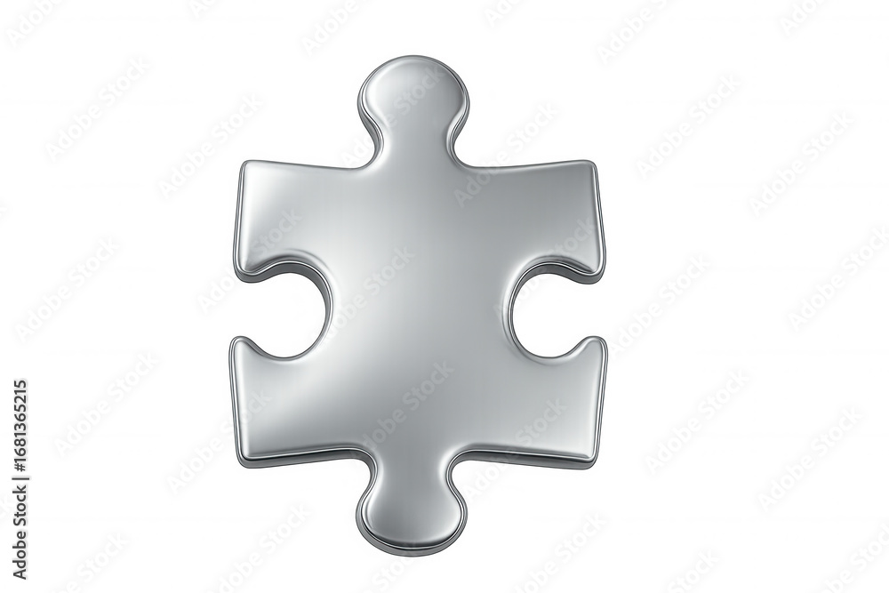 Obraz premium Metallic puzzle piece on a transparent background symbolizing problem-solving, strategy, and teamwork