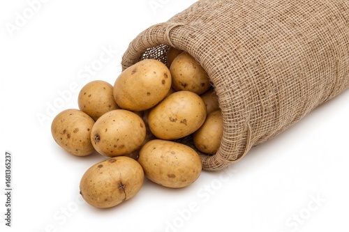 Sack filled with potatoes a...