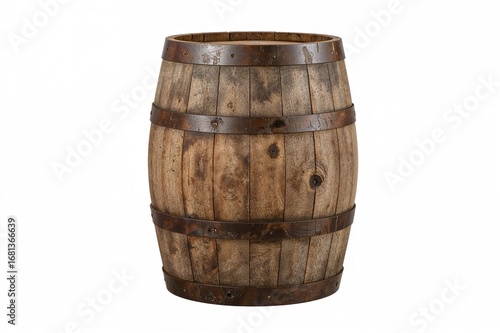 Aged wooden cask against a ...