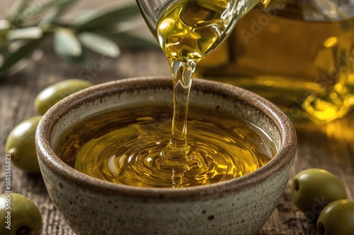 Close-up of olive oil pouri...
