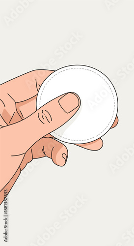 Gentle hand holding a soft cotton pad for skincare and makeup removal routines