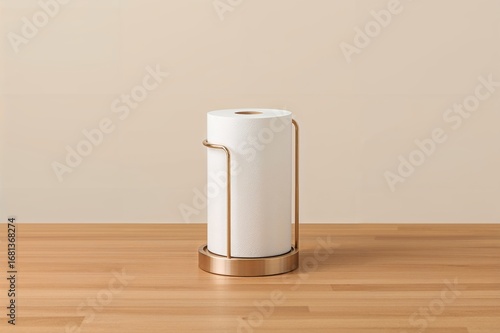 A roll of paper towels sits...