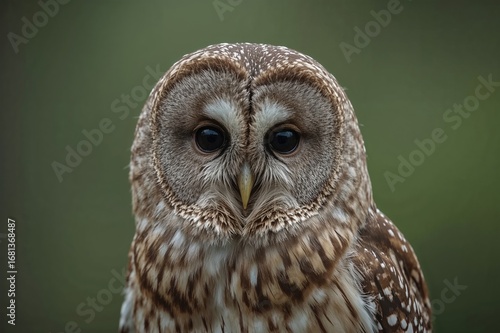 Close-up of a Striped Owl's...