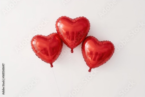 Five shiny red heart-shaped...