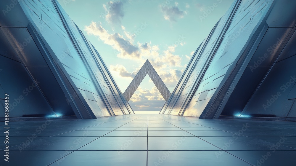 Fototapeta premium Advertising background of triangular structure