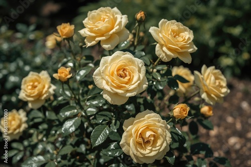 Yellow roses blooming vibra...