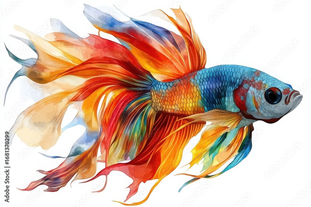 Fototapeta premium Watercolor Illustration of a Betta Fish