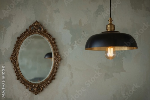Blurred antique oval mirror...