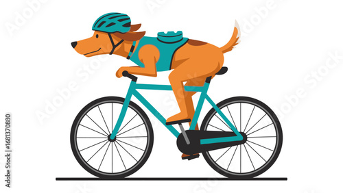 Dog on Bicycle: A playful illustration captures a dog cheerfully pedaling a bicycle, embodying joy and outdoor recreation.