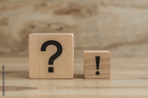 Wooden blocks displaying qu...