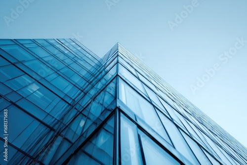 Modern glass office building  low angle view