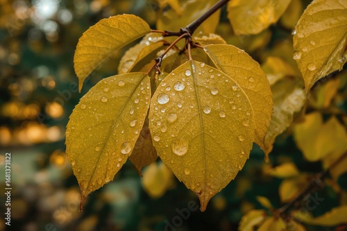 Autumn garden scene with ye...