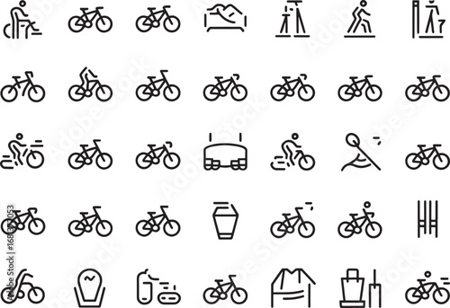 bicycle Diverse collection icons and symbols for design projects silhouette line art illustration royalty free stock photos premium quality