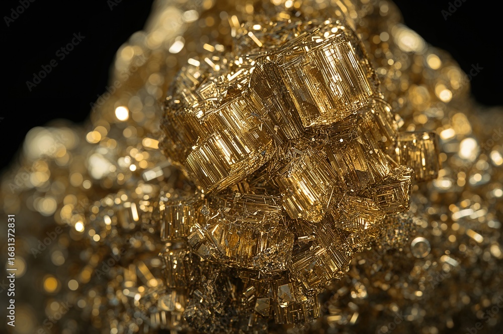 Close-up of a Pyrite Crystal Sample under Magnification Close-up of a Pyrite Crystal Sample under Magnification