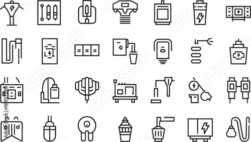 electric products icons set bold black line art clean design silhouette illustration royalty free stock photos premium quality