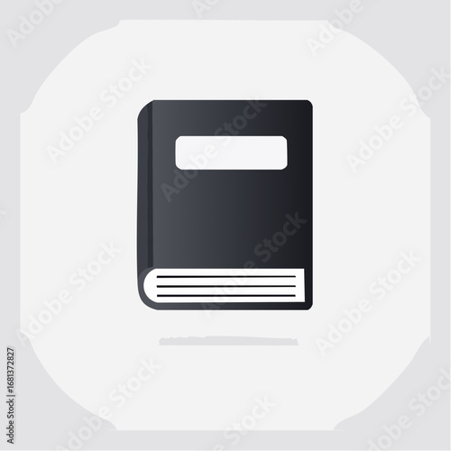 Black Book Icon on White Background
