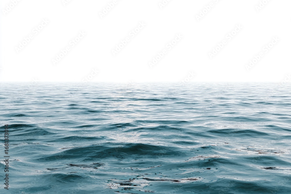 Naklejka premium Calm ocean water meets a bright white sky
