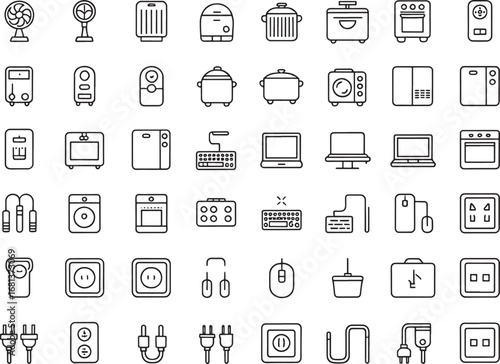 electric products icons set bold black line art clean design silhouette line art illustration royalty free stock photos premium quality