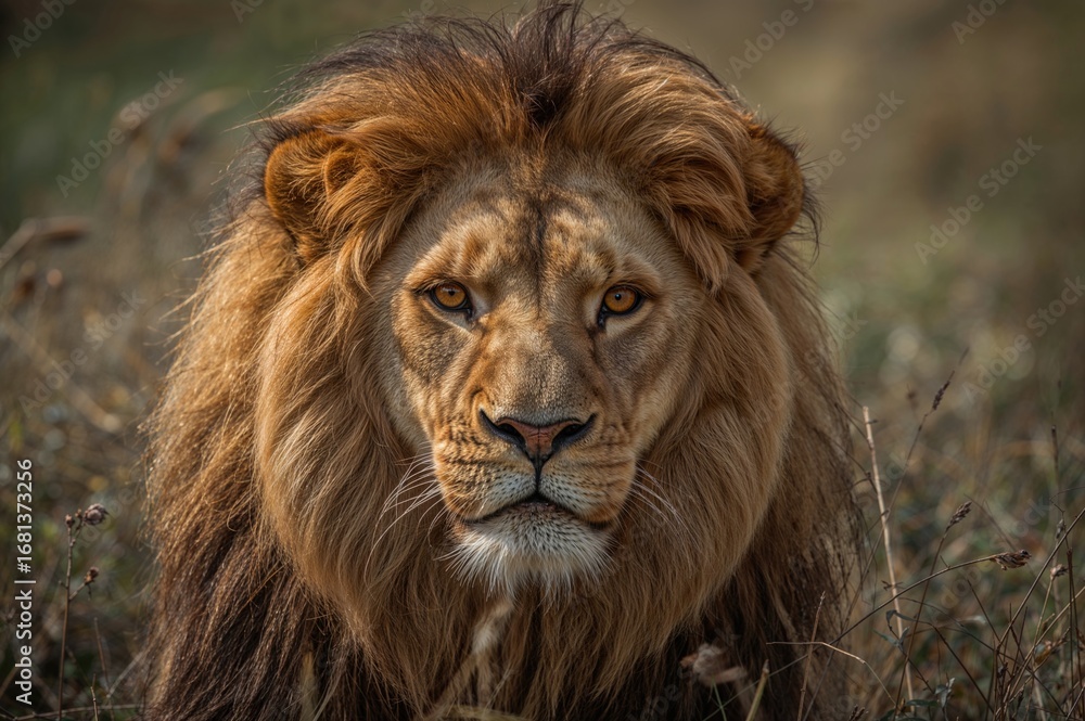 Fototapeta premium Close-up of a male lion's face