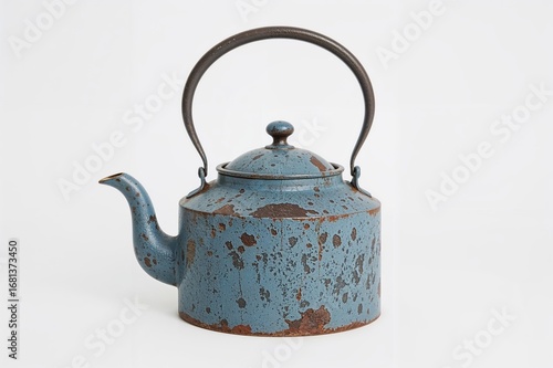 Vintage iron teapot showing...