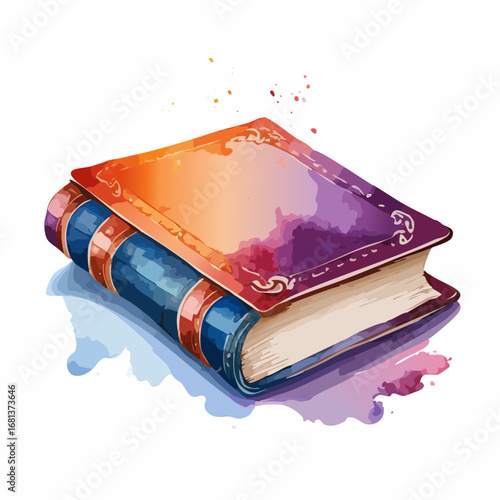 Watercolor Fantasy Book with Leather Cover