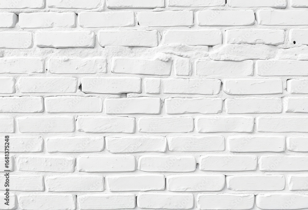Fototapeta premium Clean whitewashed brick wall texture, rough surface, room, home