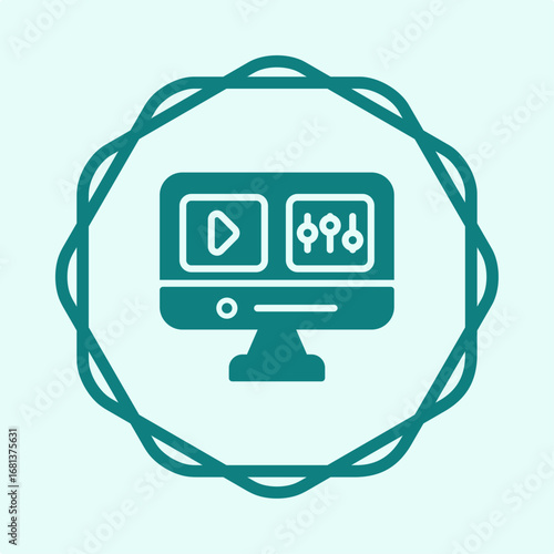 Video Editing symbol trendy artwork useful vector Illustration circle design handsome colorful background