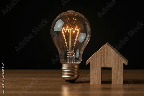 Illuminated bulb beside a w...