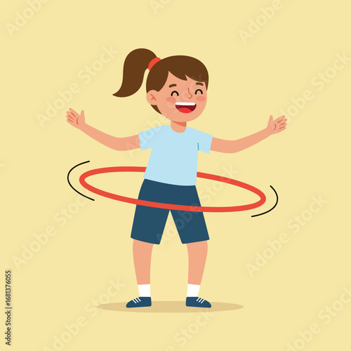 Girl Spinning Hula Hoop in a Room