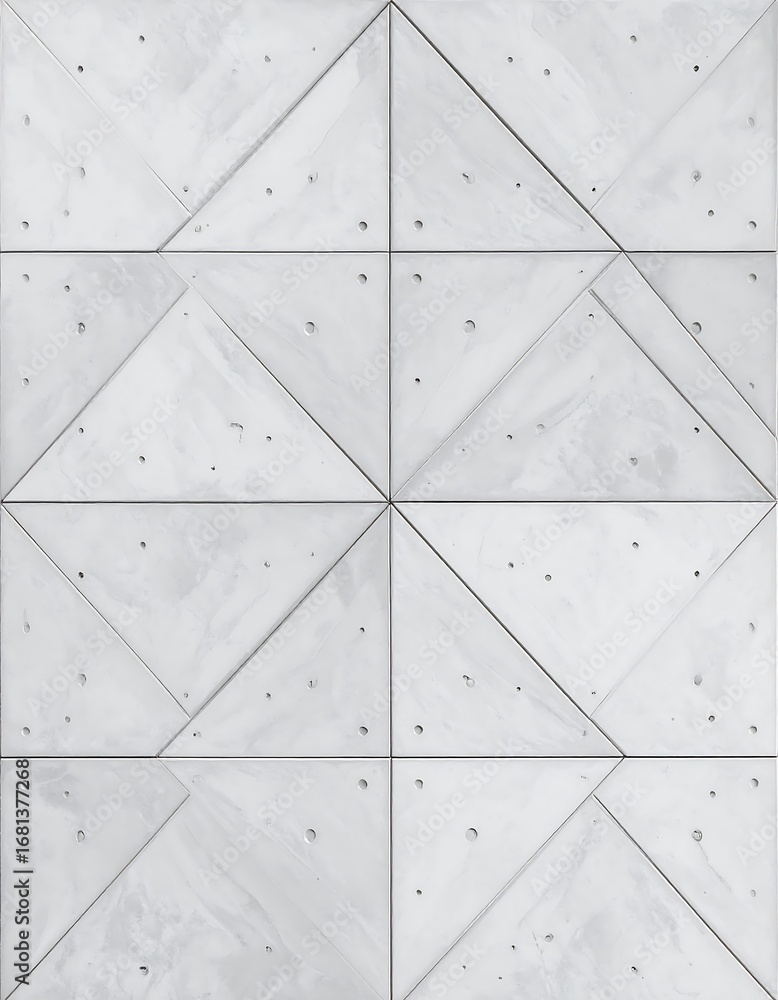 Obraz premium Geometric pattern of light gray concrete triangles creates a modern architectural facade.