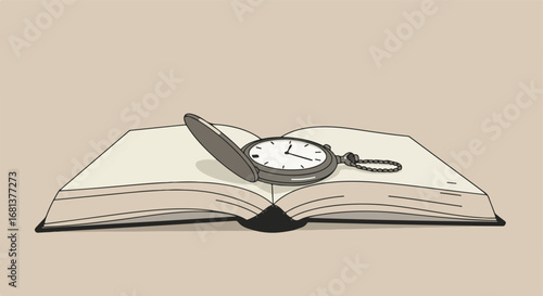 Watch Resting on an Open Book in Studio