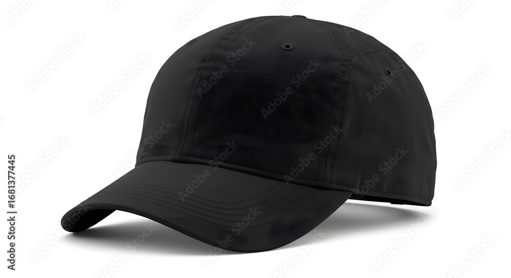 Fototapeta premium Classic Plain Black Baseball Cap Isolated on White Background for Sport, Casual Wear, and Custom Branding
