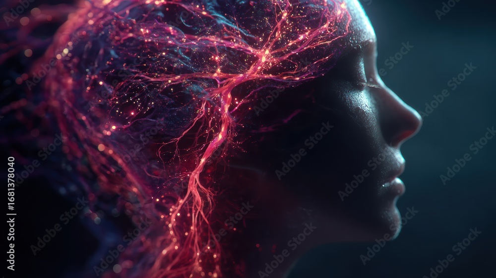 Obraz premium Abstract visualization of dopamine process connected with human behavior