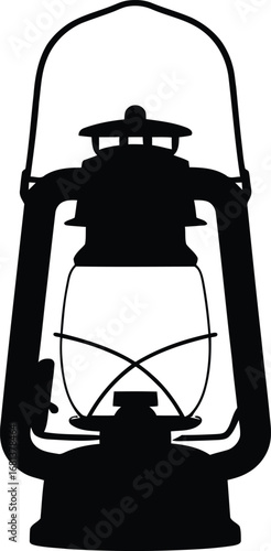 Silhouette of a vintage kerosene lantern with a handle