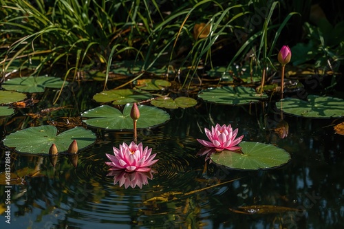 Blooming pink lotus blossom...