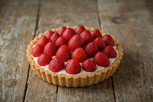 Tart topped with ripe straw...