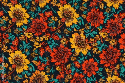 Ethnic floral motif seamles...