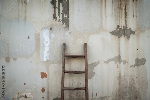 Vintage wooden ladder leani...