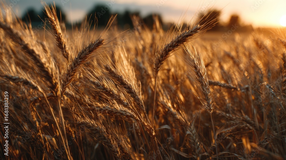 Fototapeta premium Golden Wheat Field Sunset