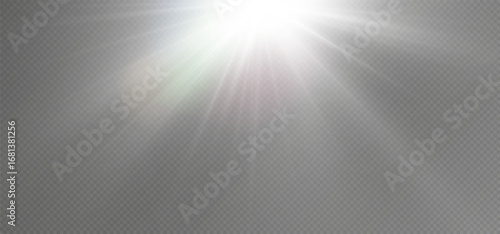 star flashed with sparkles sun isolated on white background. Soft glow , sunlight with lens flare effect.