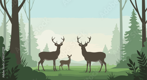 Deer Standing Quietly in Forest Clearing
