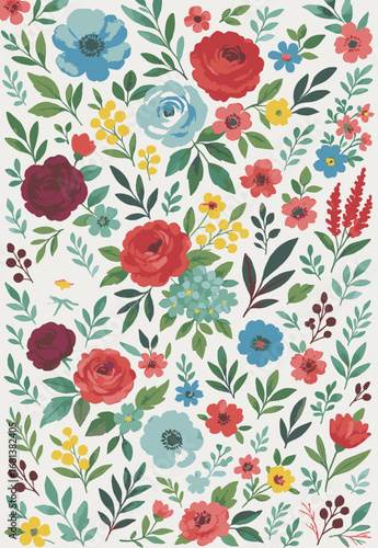 Folk art inspired Persian Vector Carpet with modern Pattern in high definition isolated on white canvas with trending colors
