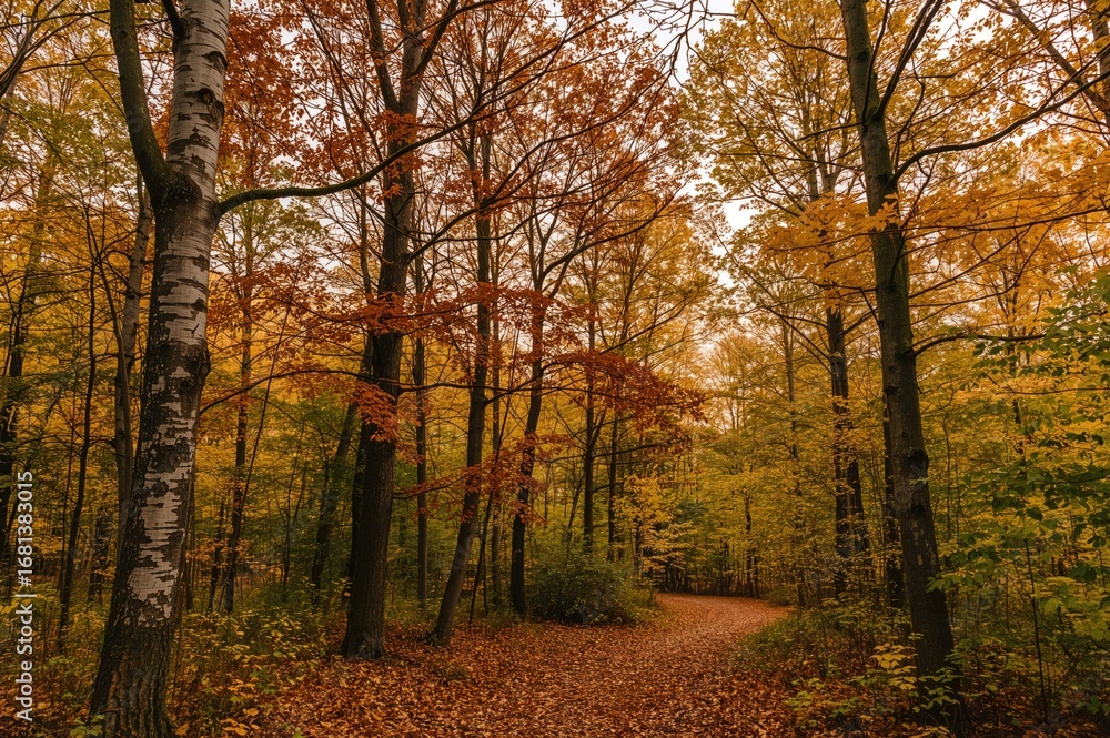 Obraz premium Scenic Fall Woodland in Poland