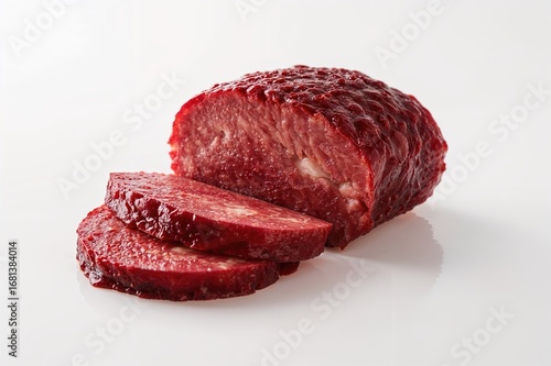 Sliced blood sausage displa...
